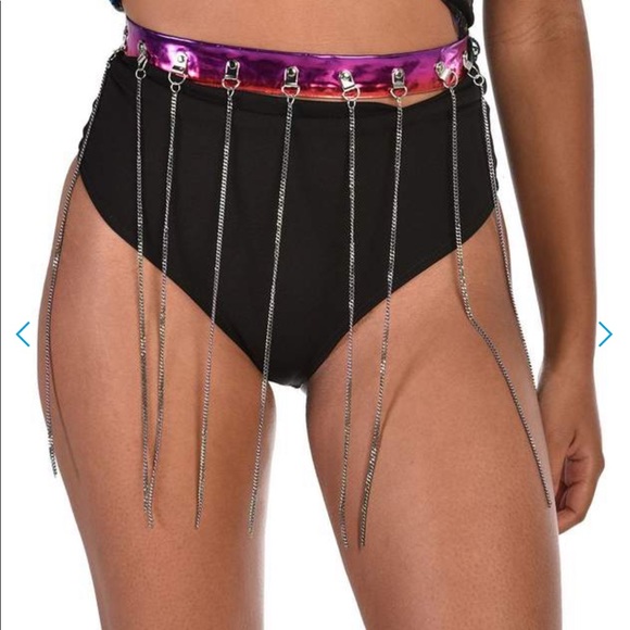 Rainbow Holographic Chained Belt - Picture 1 of 3